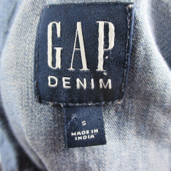 Gap Denim Western Shirt Pearl Snap Button Cowgirl Farmhouse Women's Size S - Picture 7 of 8